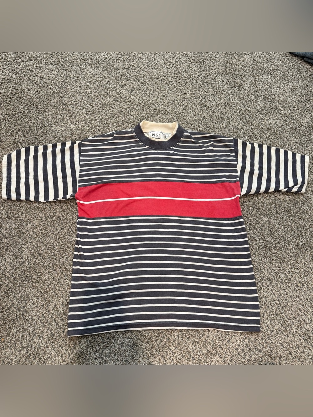 🔥Vintage 90s MGL Striped Colorblock Oversized Shirt Made Korea Men’s XL